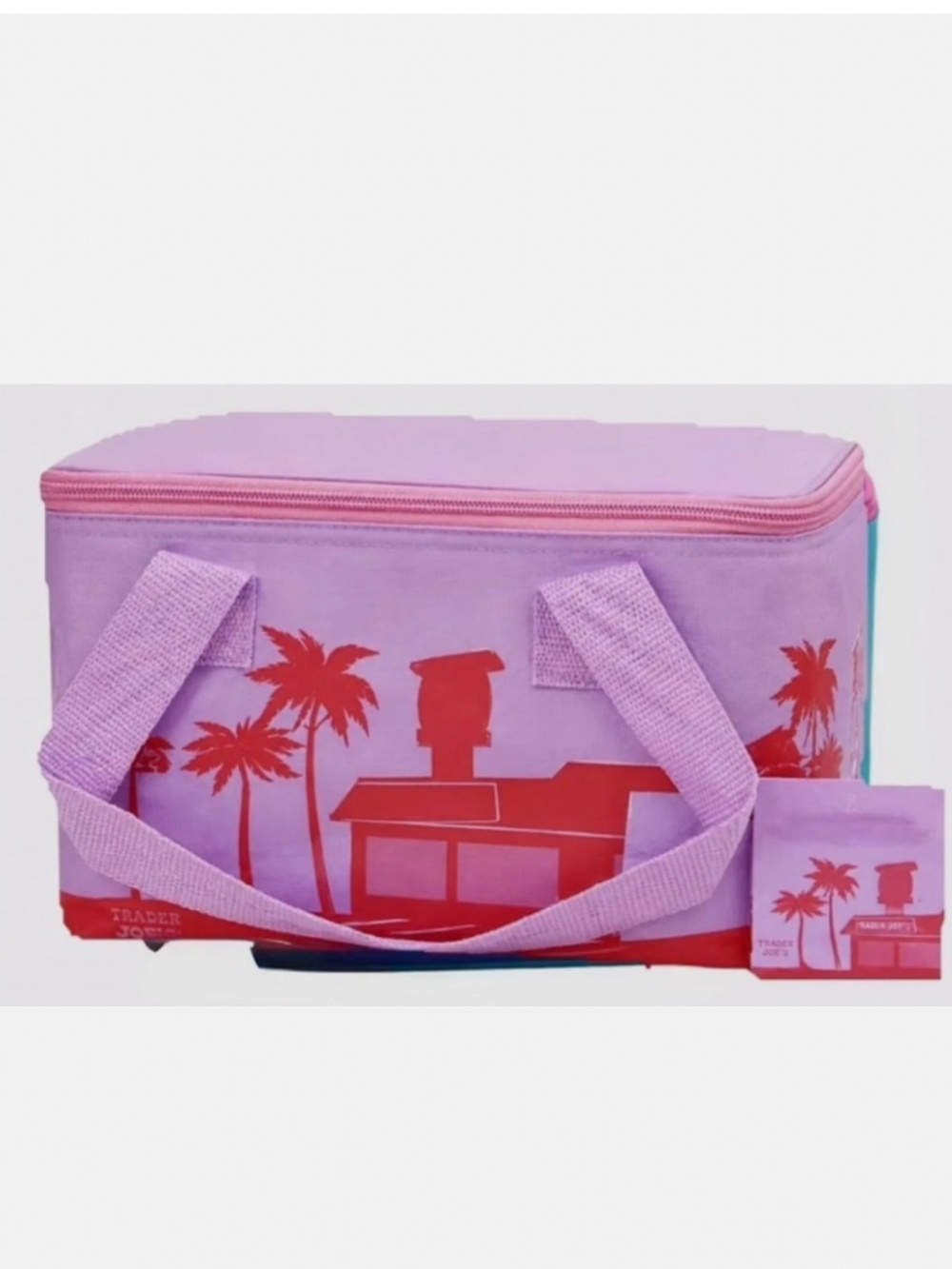 NWT Trader Joe's Insulated Mini Tote Cooler Limited Edition 2026 Pink/Lavender